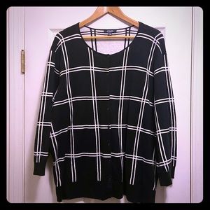 CHAPS Black & White Button Up Cardigan 3X